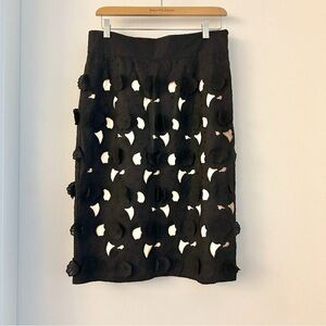 Catherine Malandrino Black Skirt with Floral Cutouts